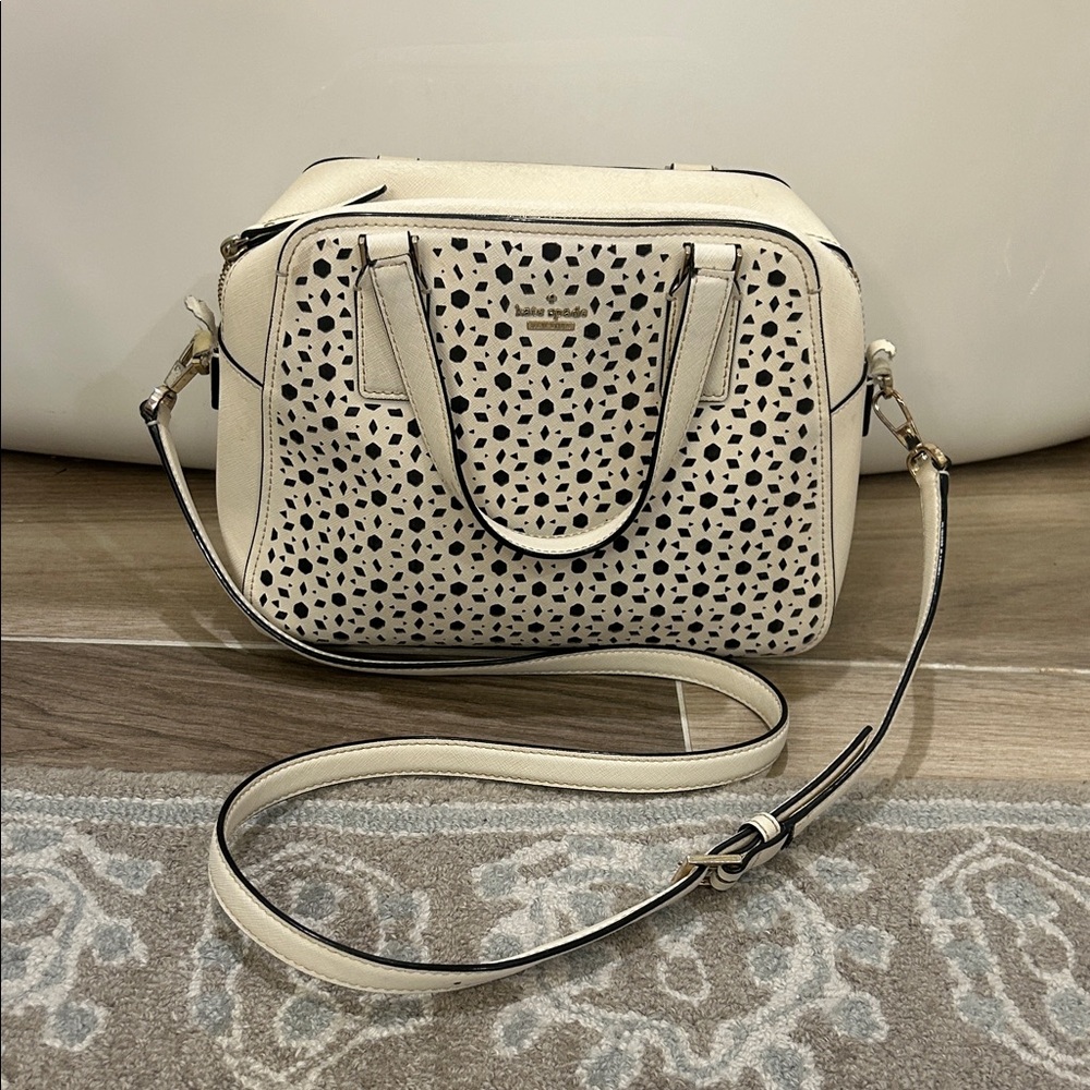 Kate Spade Cream and Black Polka Dot Crossbody Bag